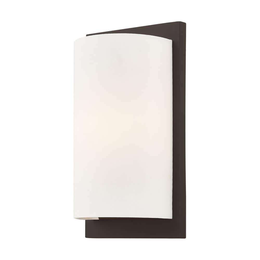 Transitional Handcrafted Off-White Fabric and Bronze Wall Sconce
