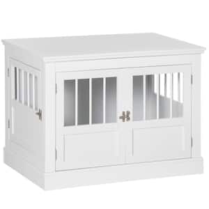 Furniture-Style Dog Crate End Table with Large Entrance and French Doors - Small