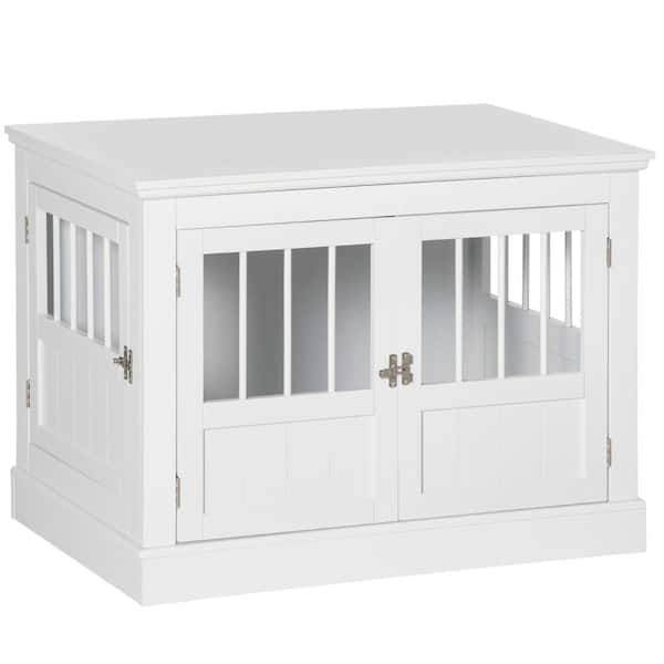 PawHut Furniture-Style Dog Crate End Table with Large Entrance and French Doors - Small