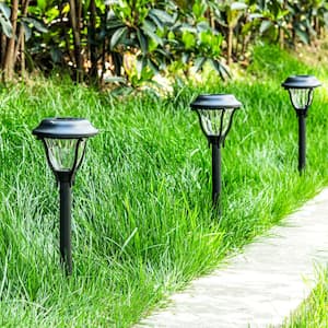 Solar Powered Black Integrated LED Path Light with Waterproof(6-Pack)