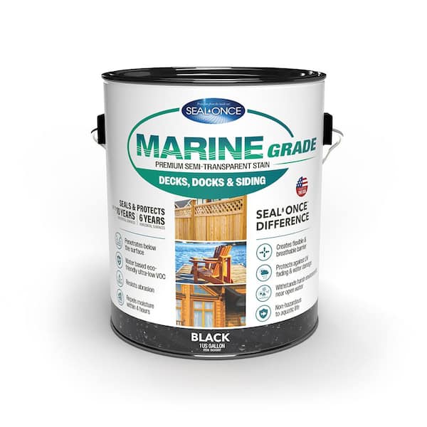 SEAL-ONCE MARINE GRADE 1 gal. Black Premium Semi-Transparent Penetrating Water-Based Exterior Wood Stain