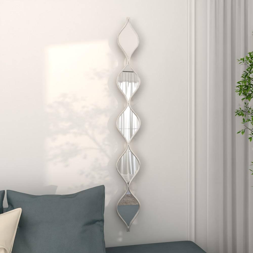 Silver Slim Stacked Chain Geometric Wall Mirror 7" x 58"