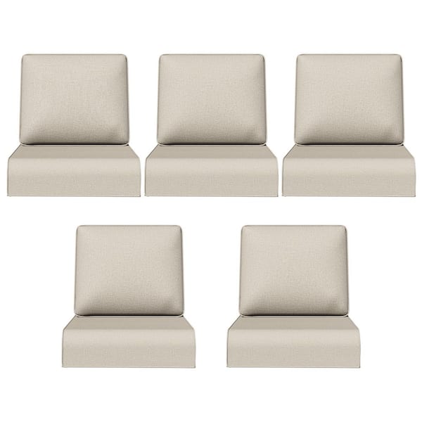 24 in. x 24 in. x 6 in. 10-Piece Thicker Outdoor Patio Replacement Deep Seat Cushion Set for Lounge Chairs in Beige