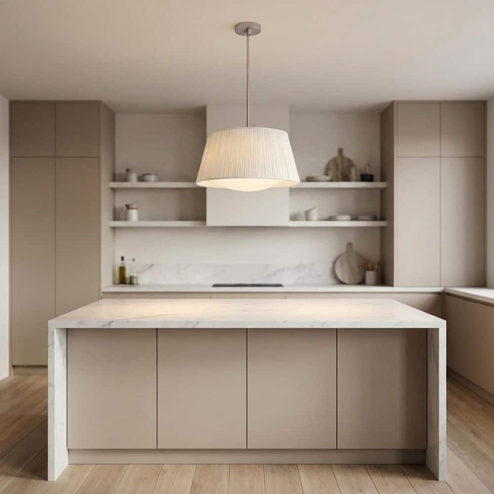 Vilera 18.13 in. W x 9.63 in. H 3-Light Brushed Nickel Pendant Light with Pleat Fabric Shade and Bulbs Included price history on PriceWatchPro