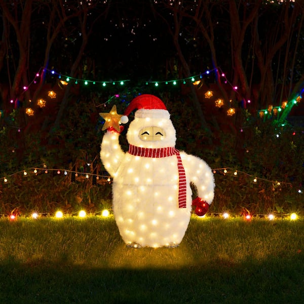 Glitzhome 42 in. H Lighted Christmas 3D Fabric Yeti Outdoor Decor