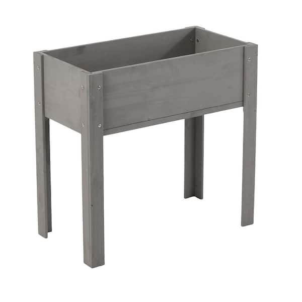 29 in. x 14 in. x 8.5 in. Wood Raised Garden Bed, Elevated Planter Box Standing Growing Bed, Gray