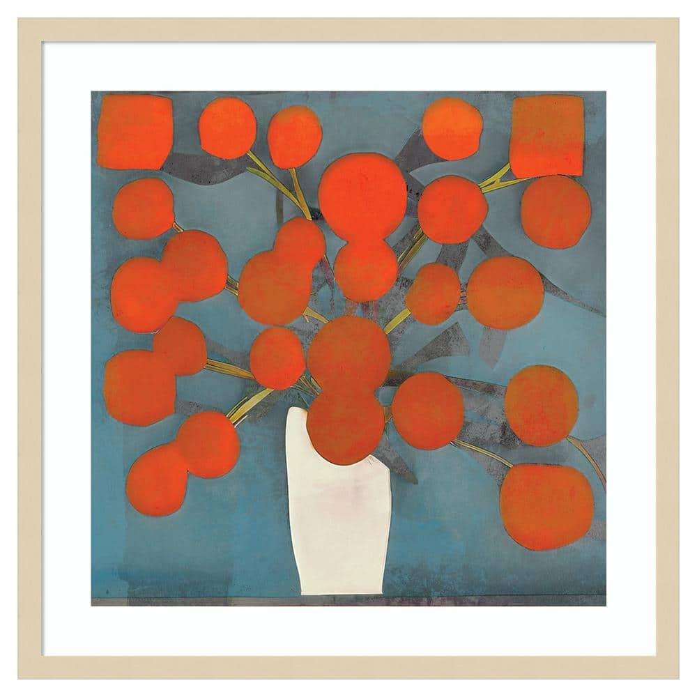Abstract Orange Flowers in Svelte Natural Frame