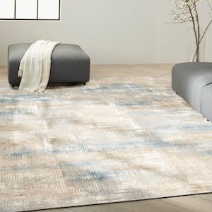 CK950 Rush Blue/Beige 10 ft. x 14 ft. Abstract Contemporary Area Rug