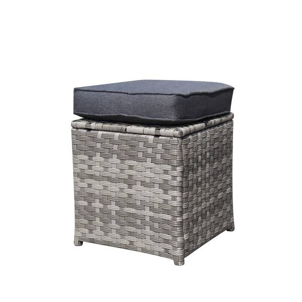 grey rattan footstools