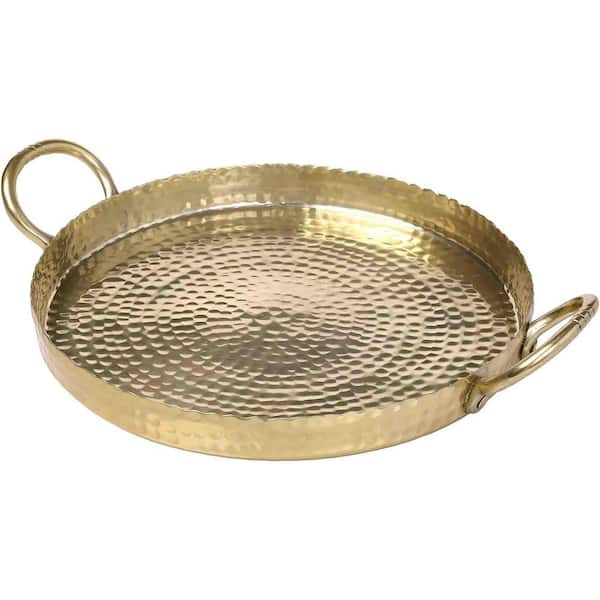 Brass Metal Round Decorative Tray TG-ST-601 - The Home Depot