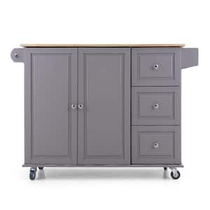 Gray Kitchen Island Ultility Cart Storage Cabinet with Wheels