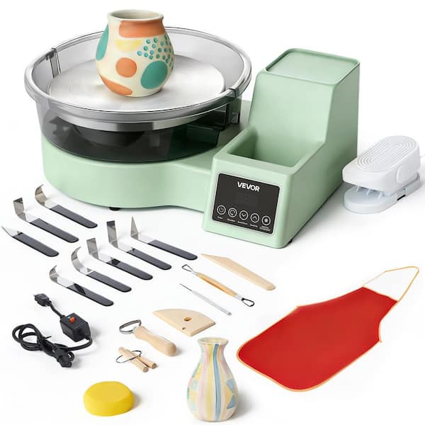 Pottery Wheel for Adults, 11 in. Aluminum Turntable, 450W Electric Table Top Pottery Wheel with Foot Pedal, Green