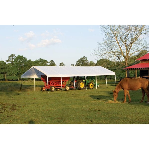 18 ft. W x 40 ft. D SuperMax Premium Canopy in White with Steel Frame and Patented Twist-Tie Tension Feature