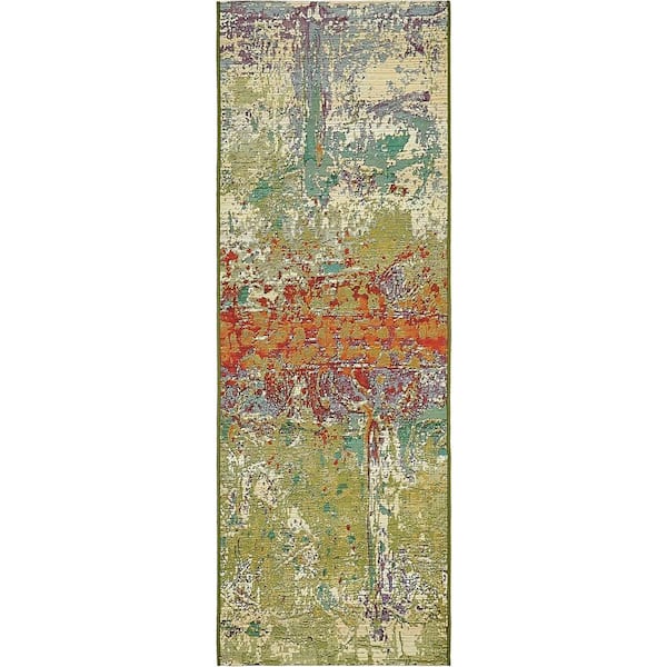 Unique Loom Outdoor Crumpled Multi 2' 0 x 6' 0 Runner Rug