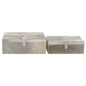 Grey Glam Box, 14 in. , 17 in. W (Set of 2)