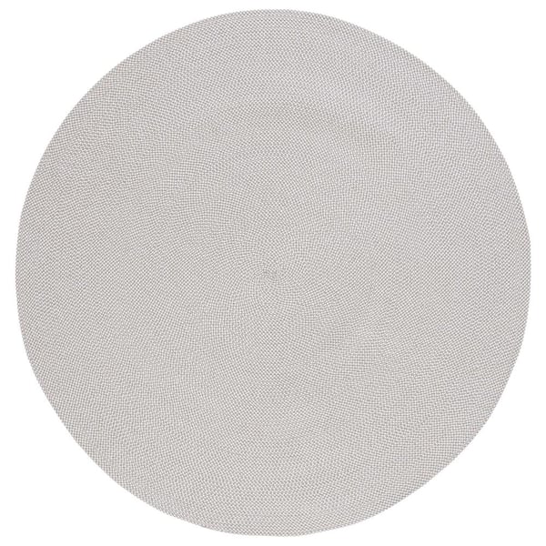 SAFAVIEH Braided Gray Ivory 7 ft. x 7 ft. Abstract Round Area Rug