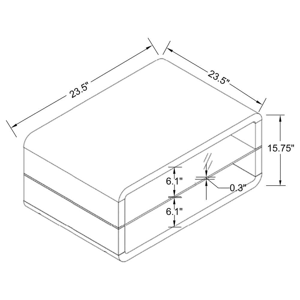 Glossy White Square Wood and Metal End Table
