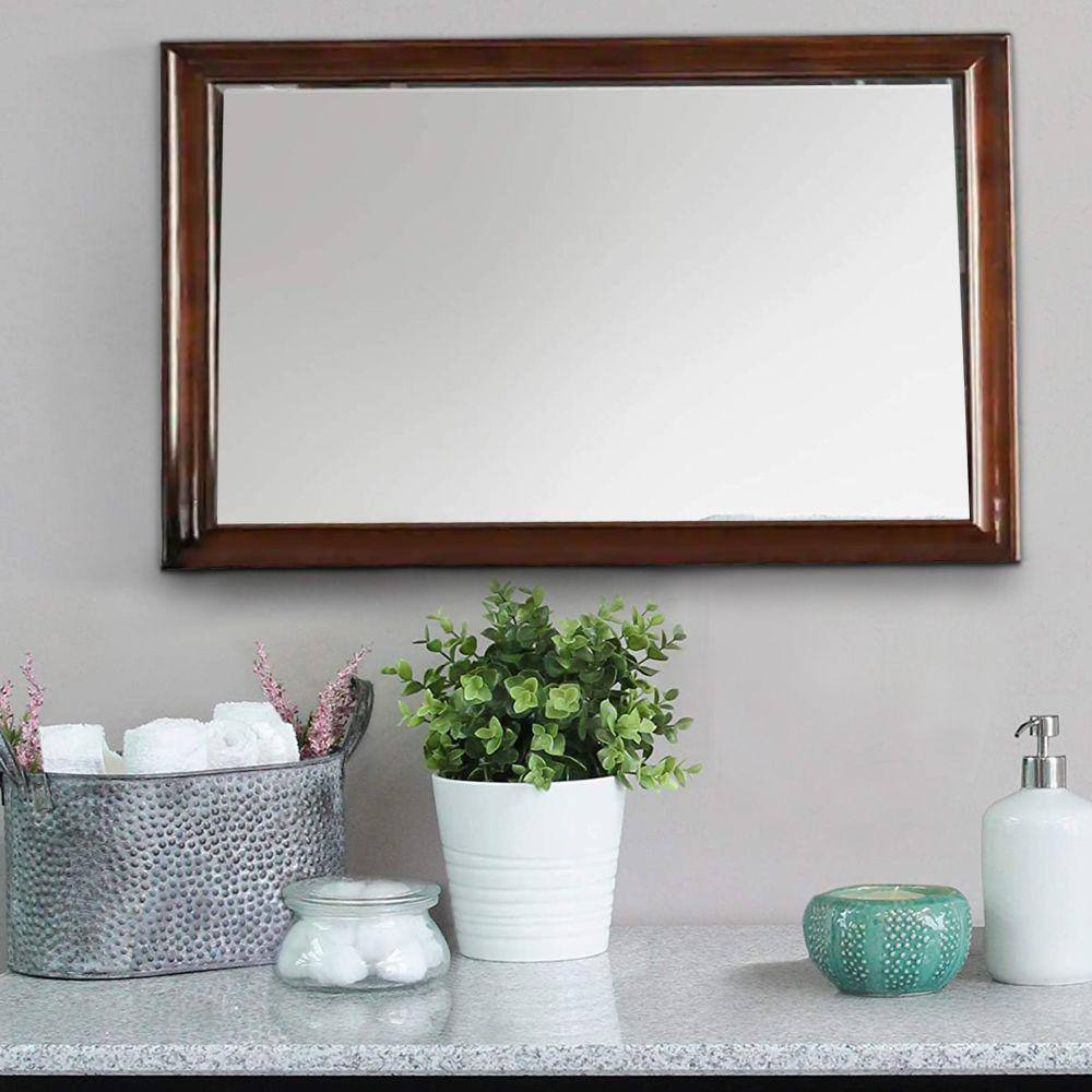 Oak Brown 44" Rectangular Wood Frame Dresser Mirror