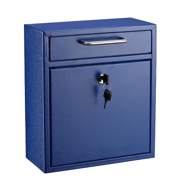 AdirOffice Medium Blue Wall-Mounted Steel Drop Box Mailbox