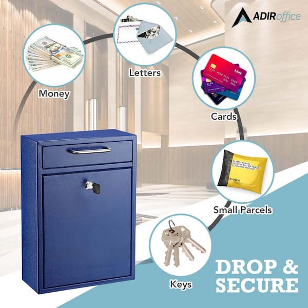 AdirOffice Large Steel Ultimate Drop Box Wall Mounted Drop Box