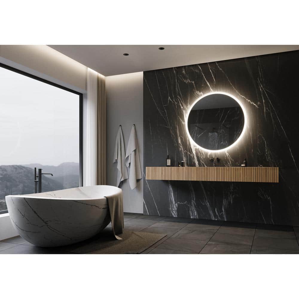Backlit 40 in. W x 40 in. H Round Frameless Wall Mounted Bathroom Vanity Mi