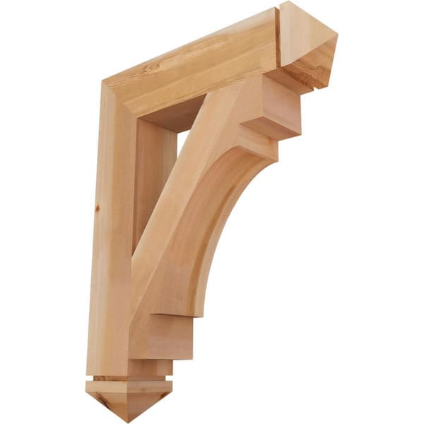 Ekena Millwork 5.5 in. x 36 in. x 28 in. Western Red Cedar Merced Arts and Crafts Smooth Bracket