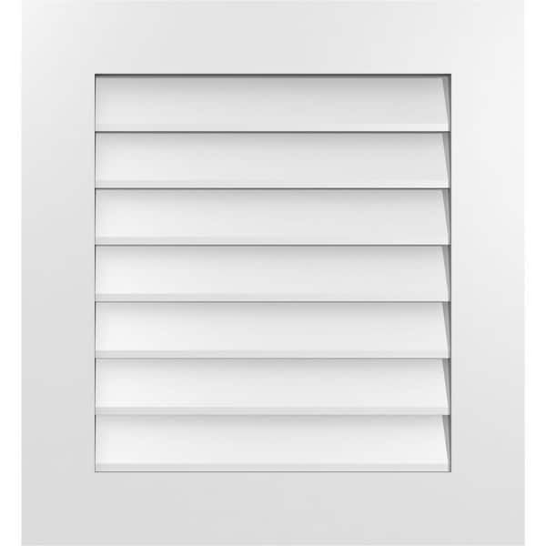 Ekena Millwork 24 in. x 26 in. Rectangular White PVC Paintable Gable Louver Vent Non-Functional