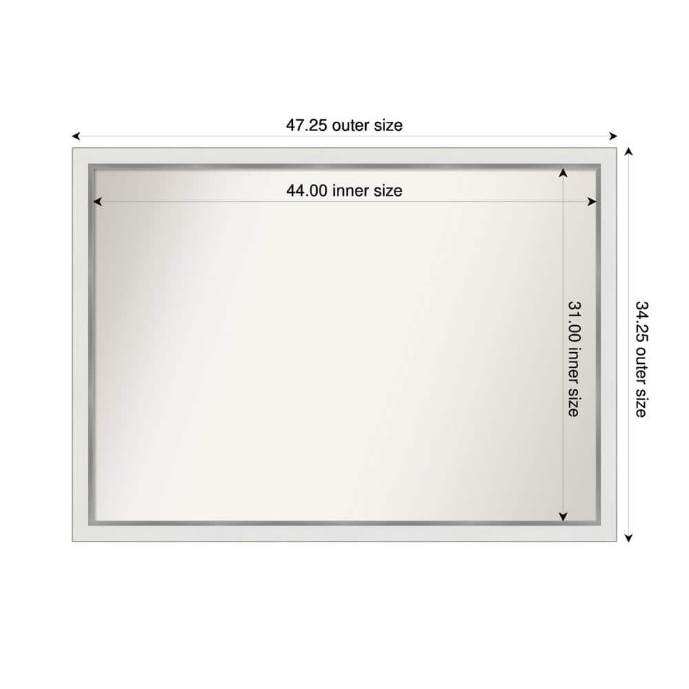 Medium Rectangle Satin White Silver Casual Mirror (34 in. H x 47 in. W) price history on PriceWatchPro