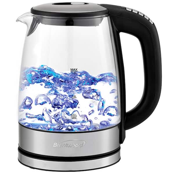 Brentwood Glass 7 cup/1.7 l Capacity Electric Kettle with 6 Temperature Presets in Black