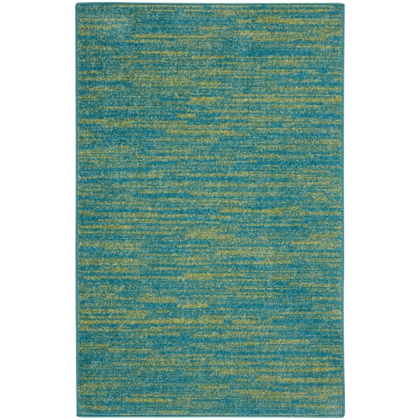 Essentials doormat 2 ft. x 4 ft. Blue Green Solid Contemporary Indoor/Outdoor Patio Kitchen Area Rug