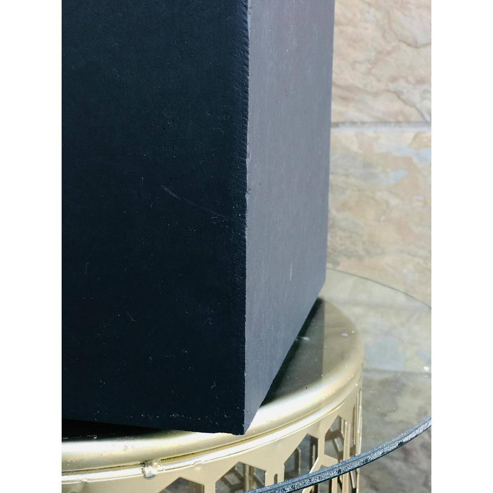 Modern Lightweight Concrete Square Planter, Charcoal Black, 15.35"