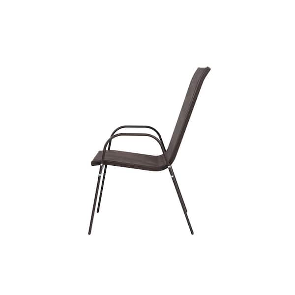 Brown Steel Outdoor Dining Chair, Patio Camping Chair with