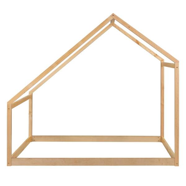 Z-joyee Wood Natural Twin Wooden House Bed