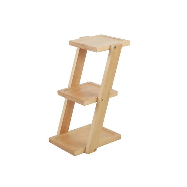 13 in. H Brown Color Stained 3 Tier Foldable Shelf