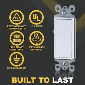 Decorator 15 Amp Single-Pole Paddle/Rocker Wall Light Switch, White (10-Pack)
