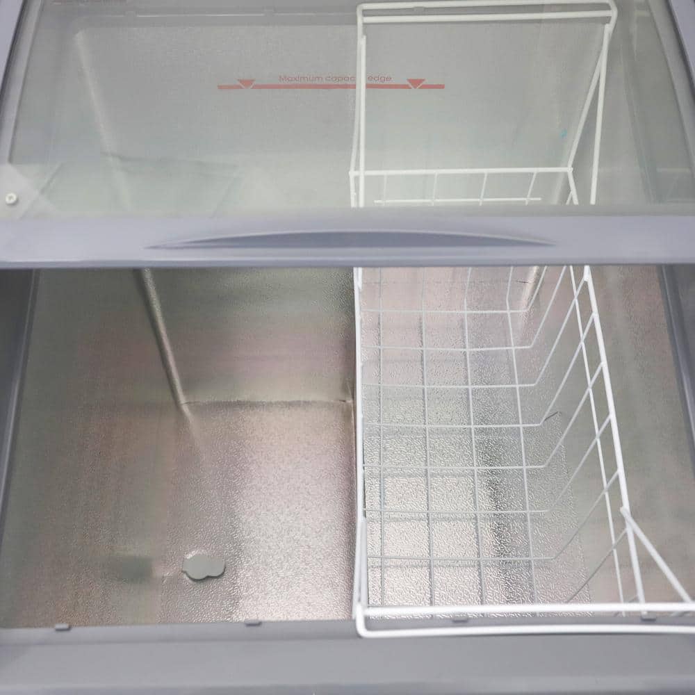 Compact White Glass Top Commercial Refrigerator Freezer