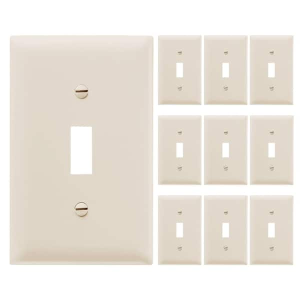 Legrand Pass and Seymour 1-Gang 1-Toggle Unbreakable Wall Plate, Light Almond (10-Pack)