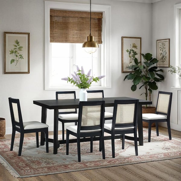 Nash 7-Piece Rectangle Black MDF Top Dining Room (Seats-6)