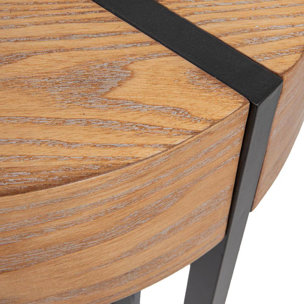 Astoria Natural Wood Console Table with Black Iron Hairpin Legs