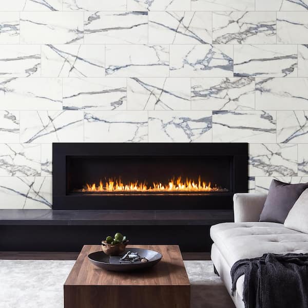 Carrara Azul 12 in. x 24 in. Polished Porcelain Marble Look Floor and Wall Tile (512 sq. ft./Pallet)