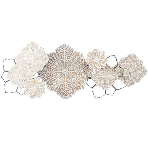 Litton Lane 46 in. x  18 in. Wood Brown Floral Wall Decor with Metal Wire