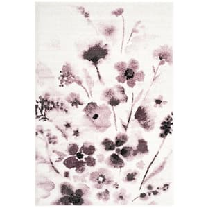 Adirondack Ivory/Purple 5 ft. x 8 ft. Floral Gradient Area Rug