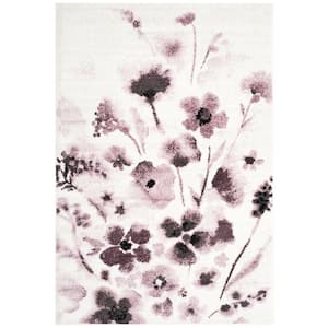 Adirondack Ivory/Purple 6 ft. x 9 ft. Floral Gradient Area Rug