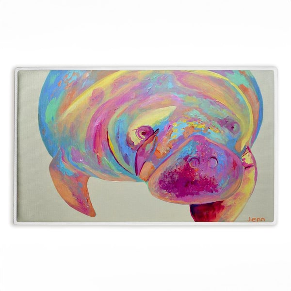 Chromatic Hue Manatee 18 in. x 30 in. Multi-Colored Graphic Polyester Blend Rectangle Bath Mat