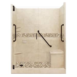 Roma Freedom Grand Hinged 30 in. x 60 in. x 80 in. Left Drain Alcove Shower Kit in Brown Sugar and Old Bronze Hardware