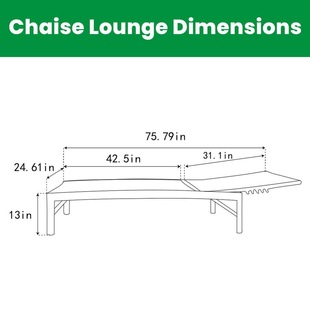 Brown Aluminum Adjustable Outdoor Chaise Lounge Set of 2