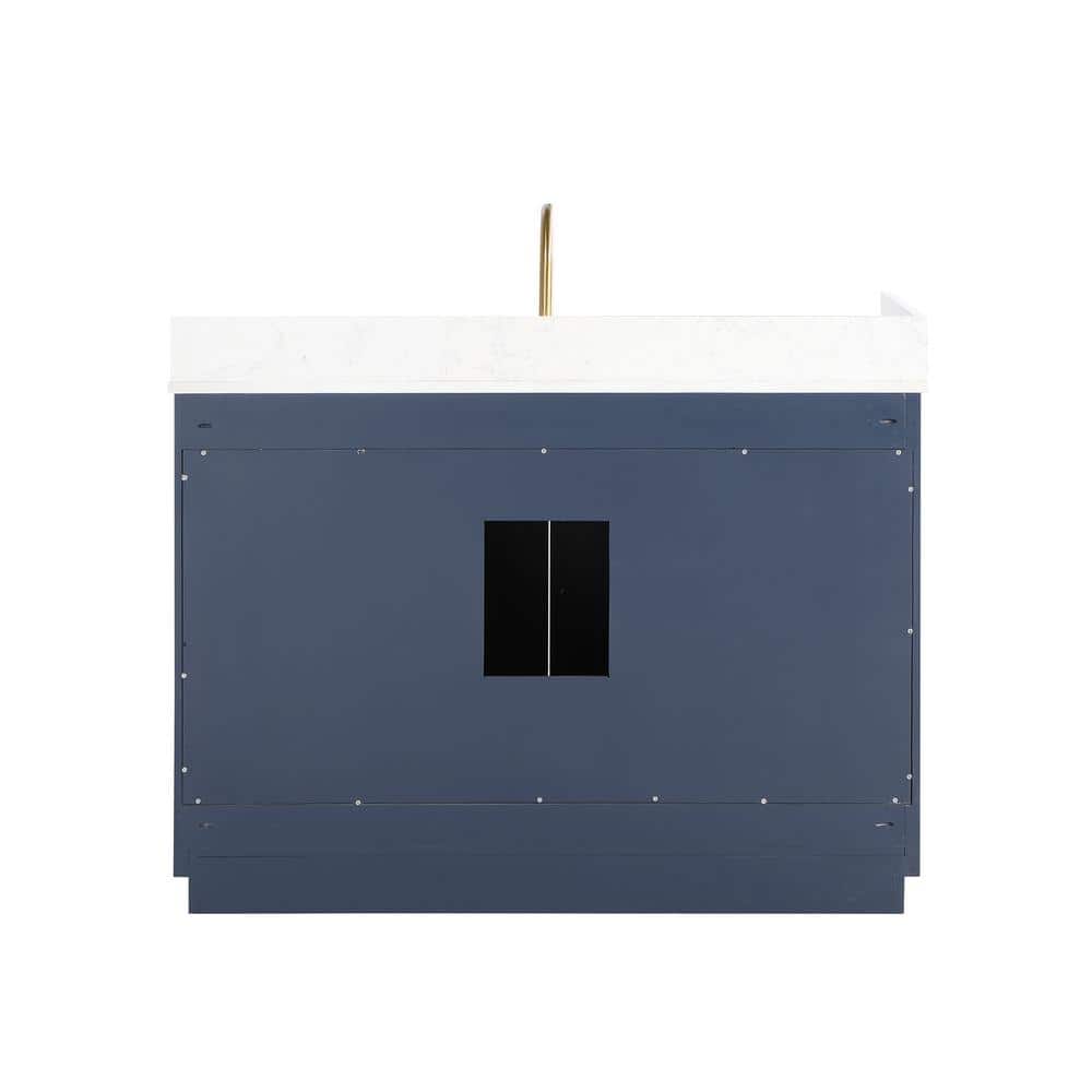 Gavino 48" Royal Blue Wood Vanity with Stone Top and Mirror