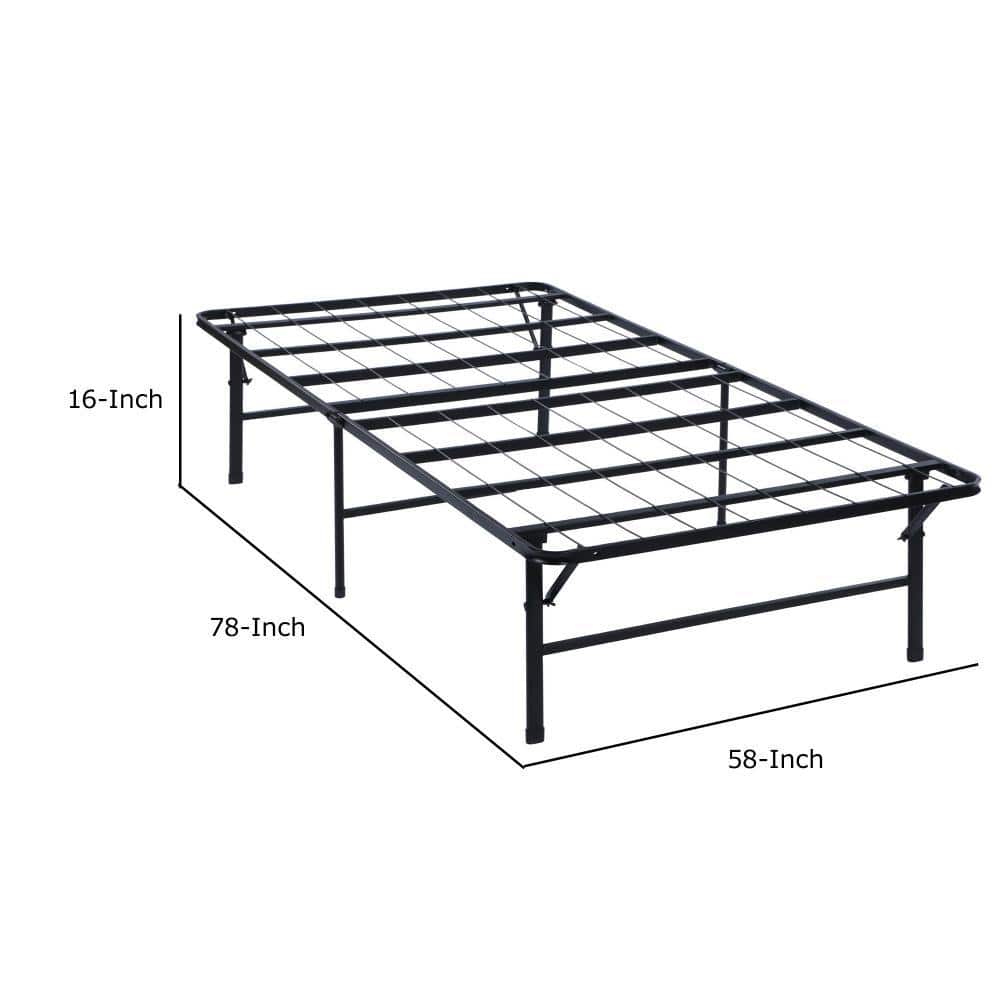 Queen Black Metal Folding Platform Bed Frame with Slats