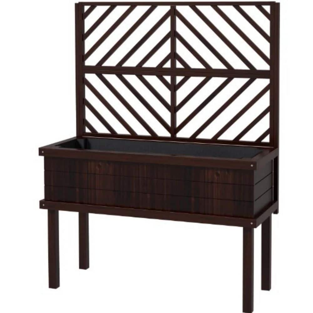 Raised Garden Bed, Black Elevated Wood Planter with Trellis and Drainage Holes (41.3 in. L x 17.8 in. W x 55 in. H) price history on PriceWatchPro