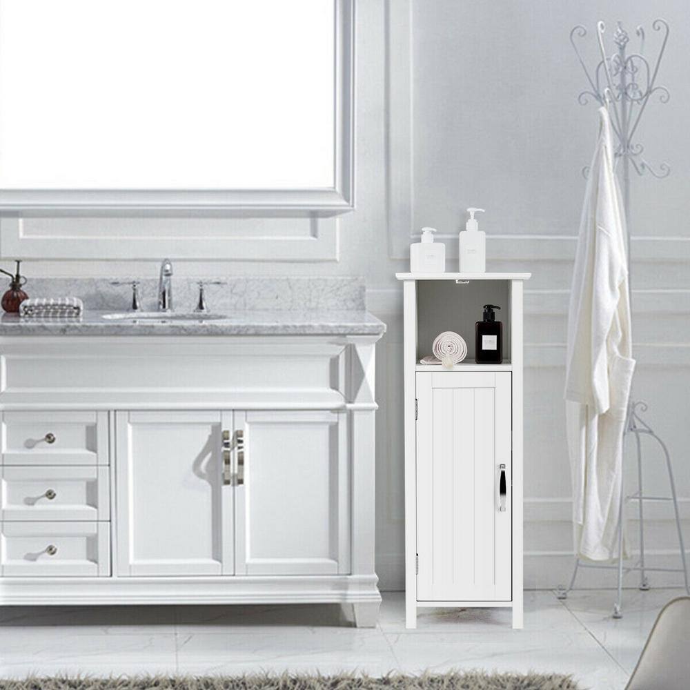 White MDF Freestanding Cabinet with Adjustable Shelf